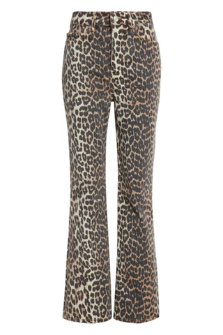 Ganni Betzy Leopard Stretch Organic Cotton Crop Jeans