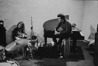 Janis Joplin and Mike Bloomfield in the rehearsal studio with the Kozmic Blues Band