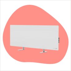 Aeno smart heater on a white and pink background