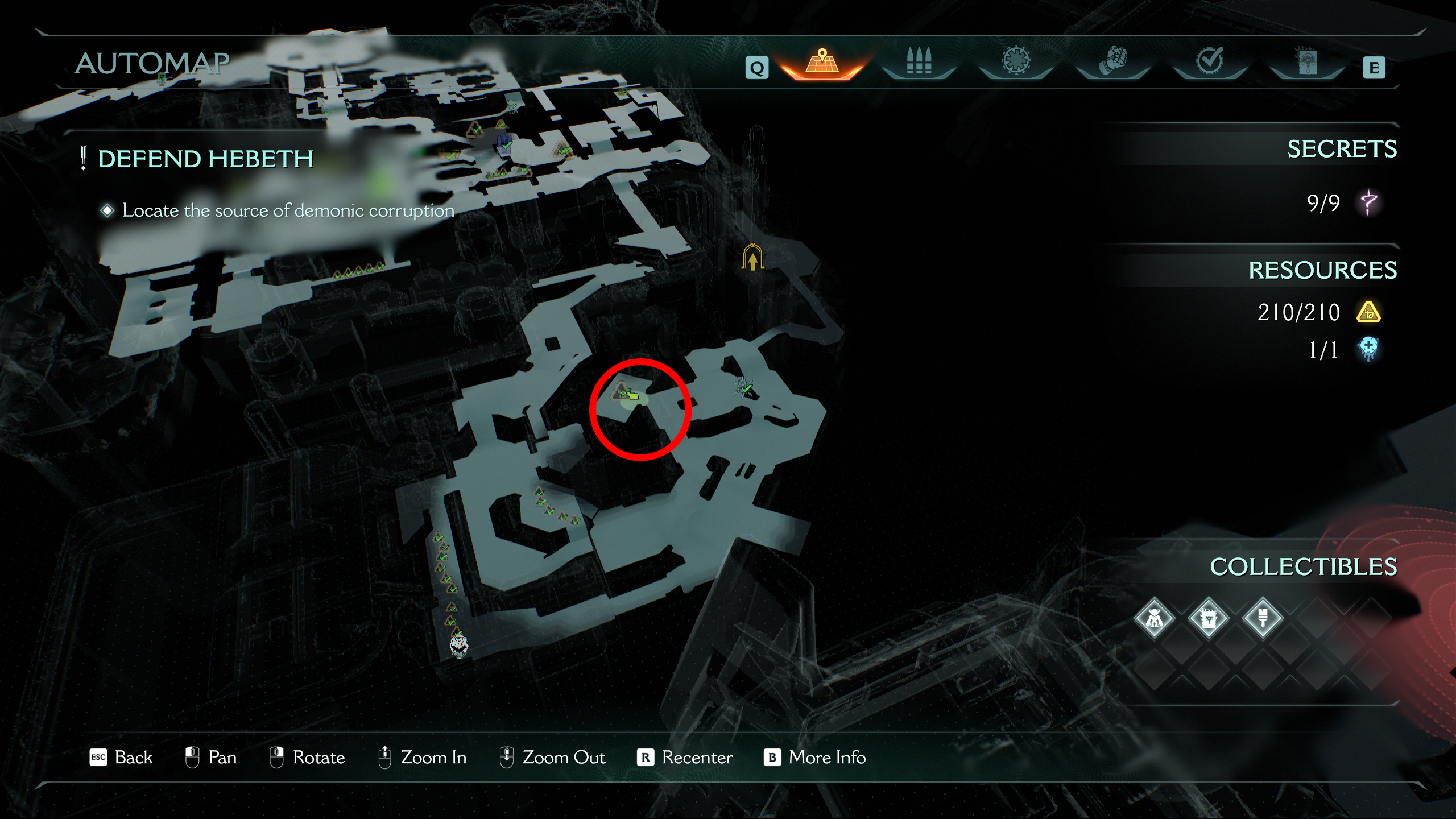 Doom: The Dark Ages Hebeth secrets - A map showing the location of gold bars in a small room.