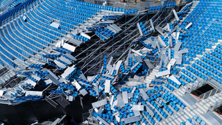 September 3: Several sections of the Northern seating area at Rogers Stadium in Toronto has been damaged by the intense storm system that moved through Toronto on September 2nd.