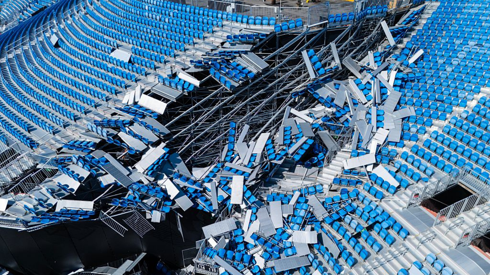 September 3: Several sections of the Northern seating area at Rogers Stadium in Toronto has been damaged by the intense storm system that moved through Toronto on September 2nd. 