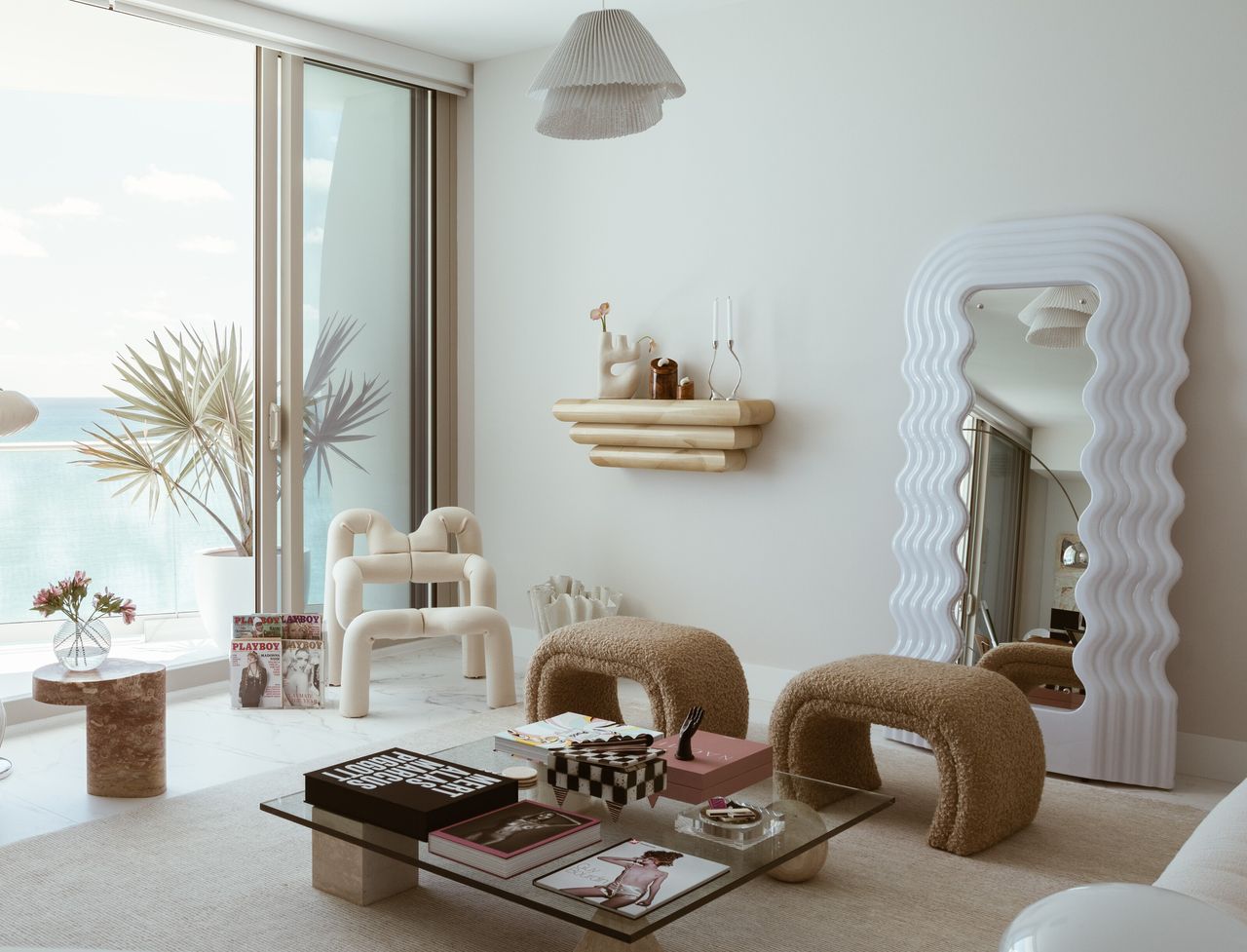 A living room displaying a variety of popular trends