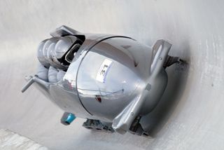 The Virgin Islands team competes in the bobsled races during the 2002 Winter Olympics