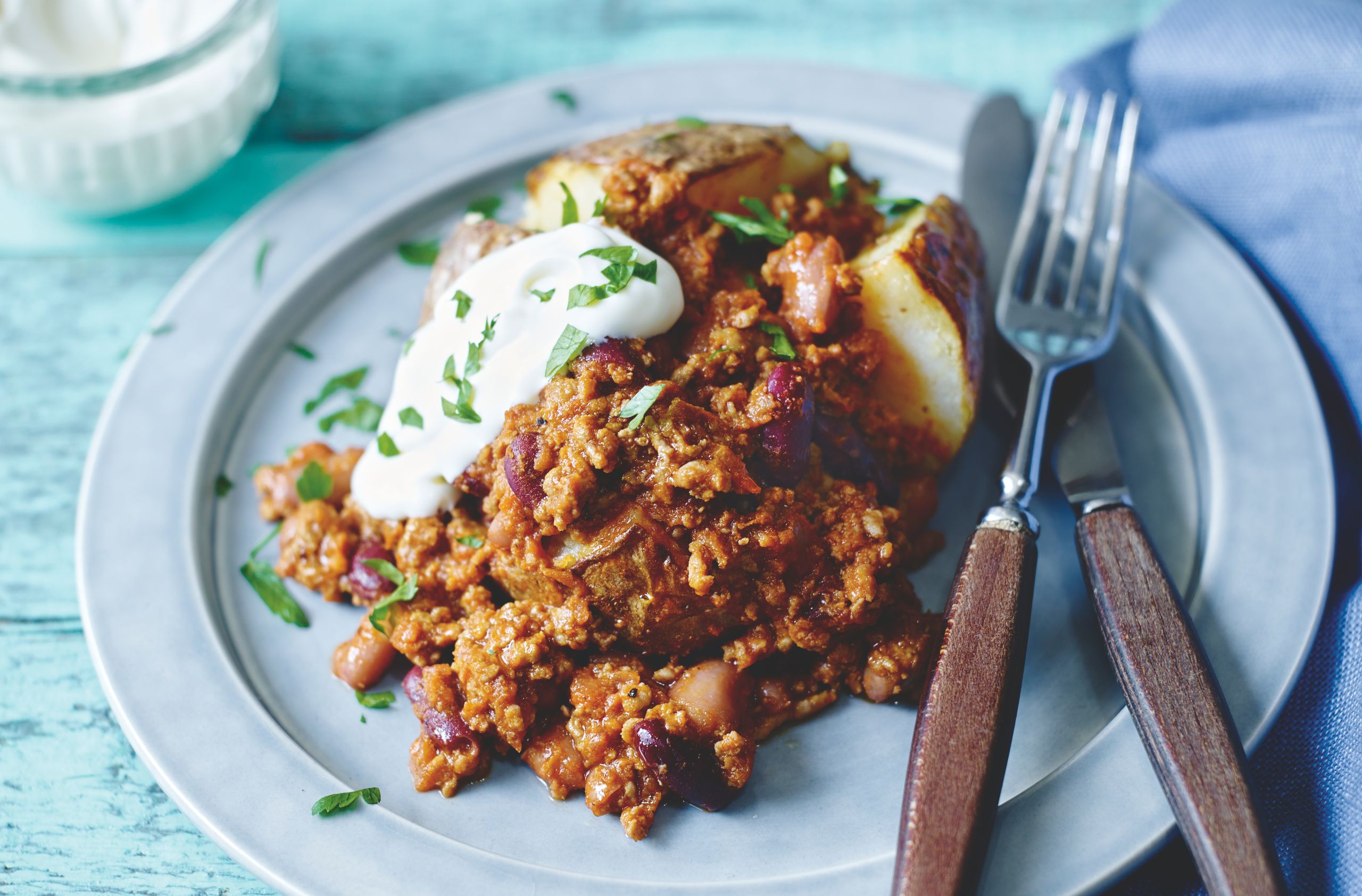 Pork chilli baked potatoes recipe