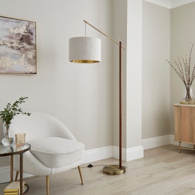 Hazelle Boucle Wooden Arc Floor Lamp