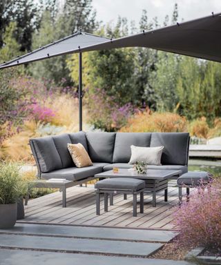 Lucia corner outdoor seating from Atkin and Thyme on patio