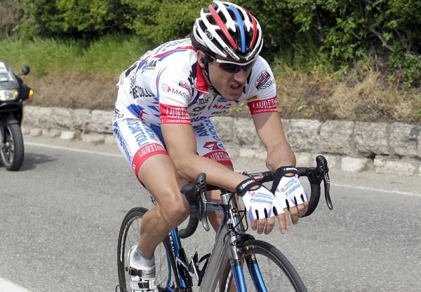 Trentino native Alessandro Bertolini (Androni Giocattoli) during his solo escape