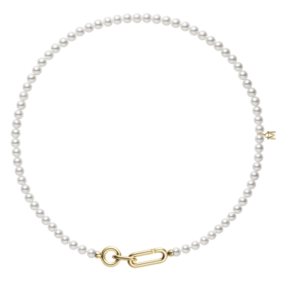 Mikimoto, M Code Akoya Cultured Pearl Necklace with 18K Yellow Gold Clasp