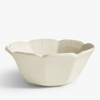 John Lewis Scalloped Speckled Stoneware Cereal Bowl, 15.5cm, Off White