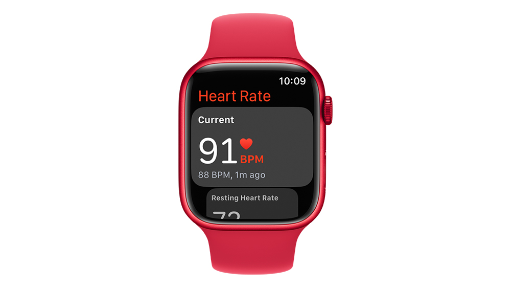 Apple Watch showing heart rate monitor