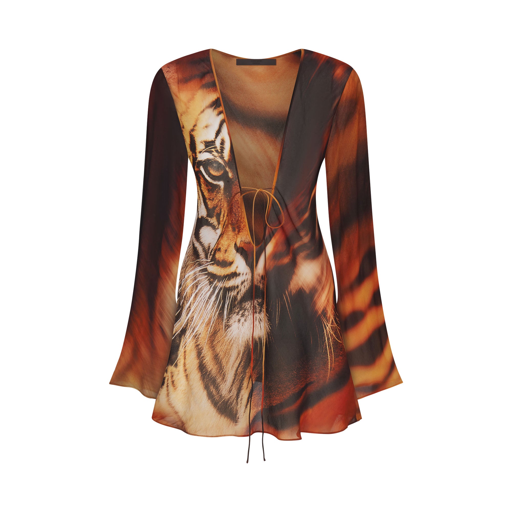 Roberto Cavalli X Skims Long Sleeve Mini Dress | Tiger Face Print | Xxs