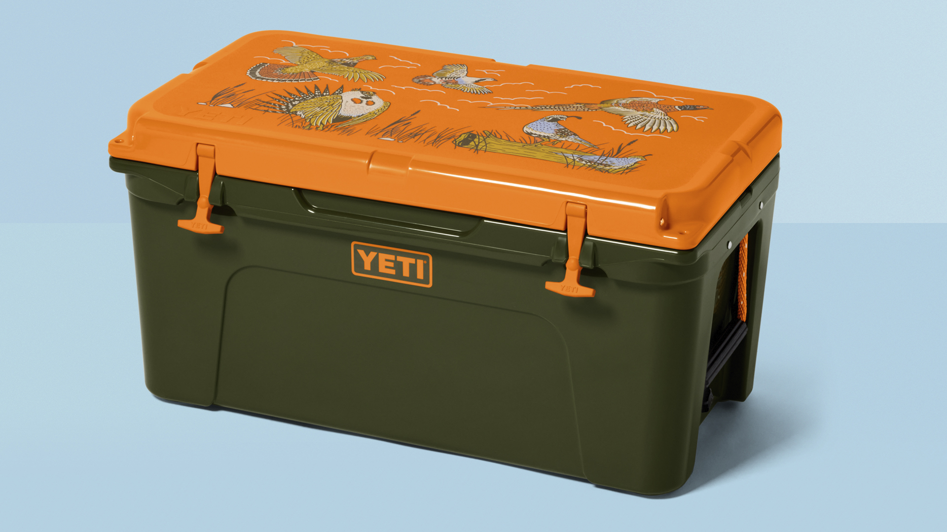 YETI products on coloured background