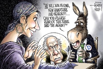 Political Cartoon U.S. Bernie Sanders Democrats Iowa Caucuses primaries voters 2020 election
