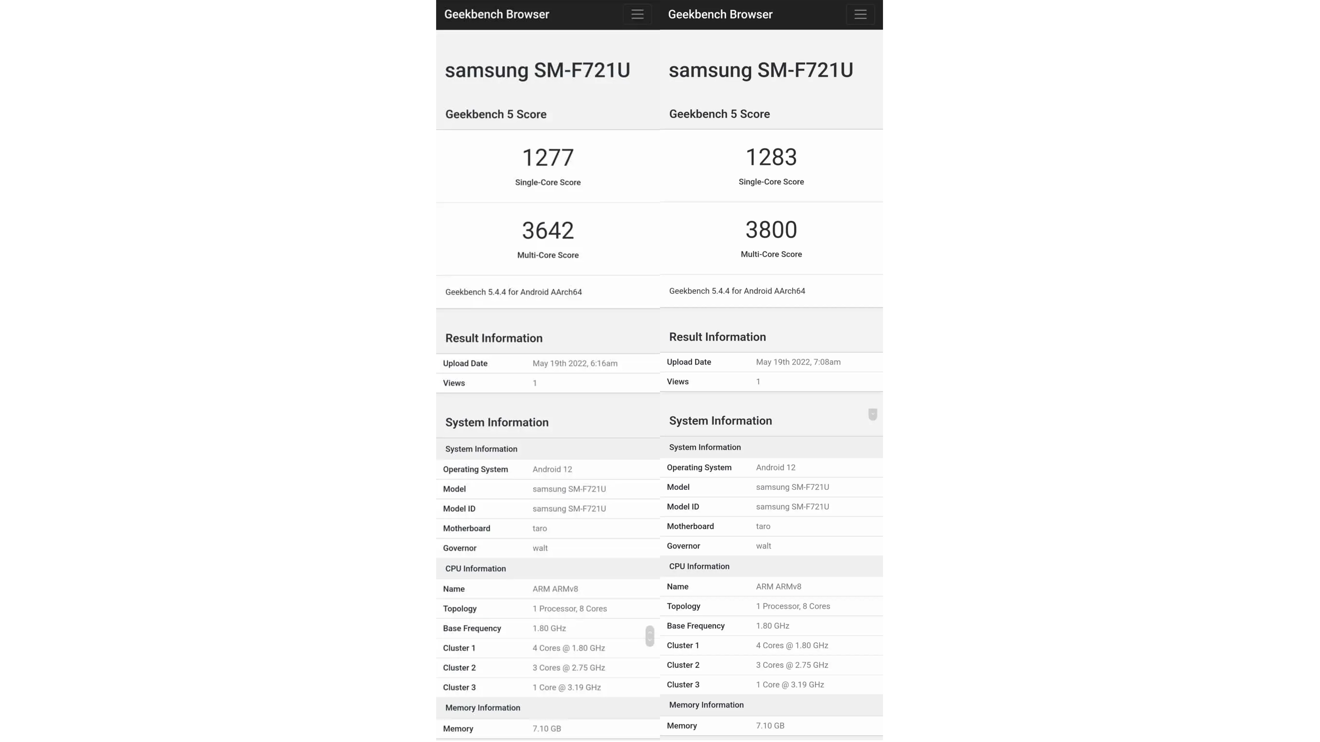 Geekbench se filtra de GalaxyClub al Samsung Galaxy Z Flip 4
