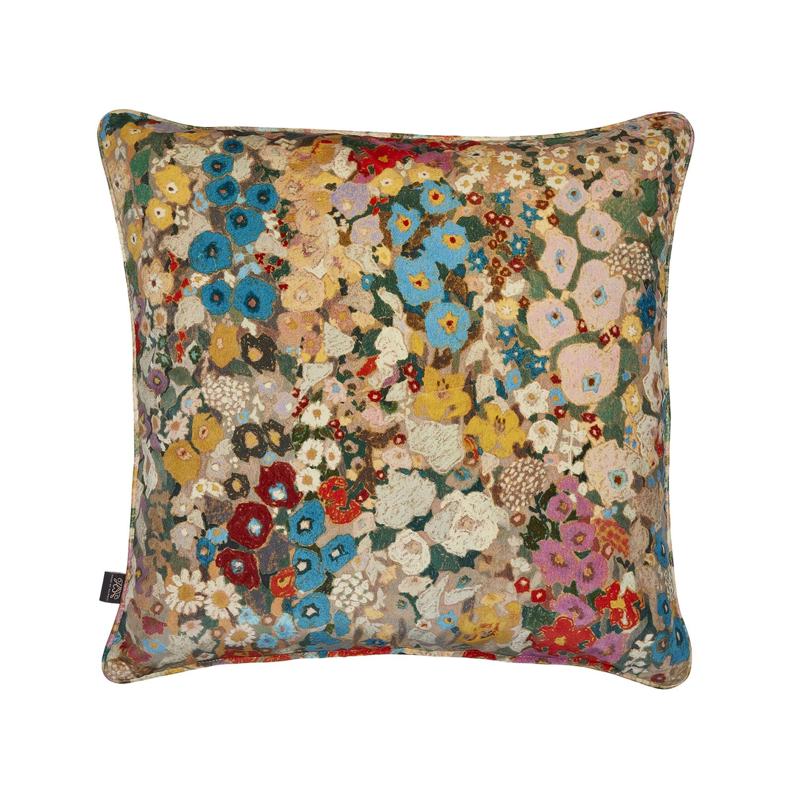 Hollyhocks Large Velvet Cushion - Autumn