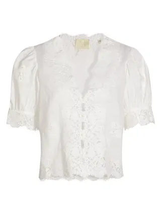 Puff-Sleeve Lace Top