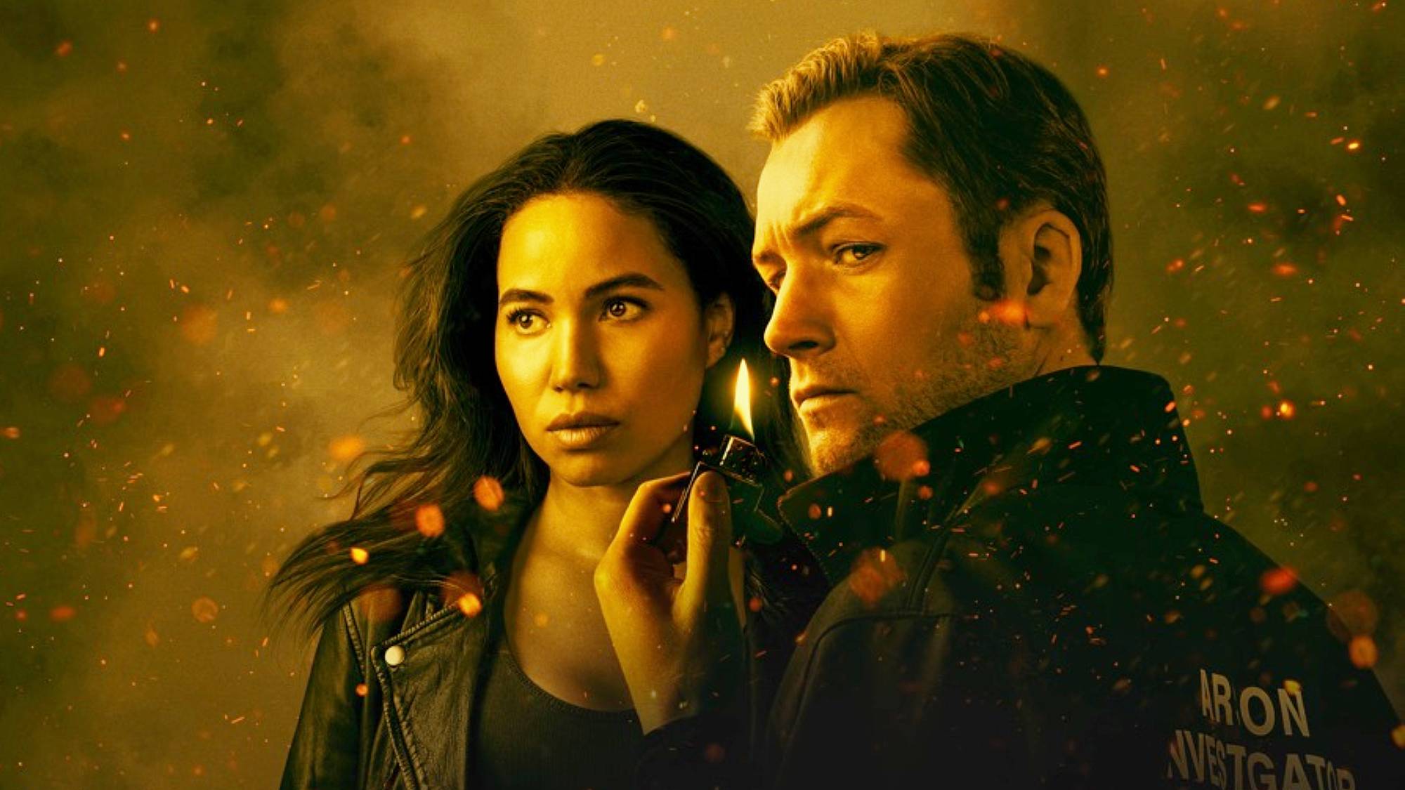 Jurnee Smollett and Taron Egerton in the poster for "Smoke" coming soon to Apple TV Plus