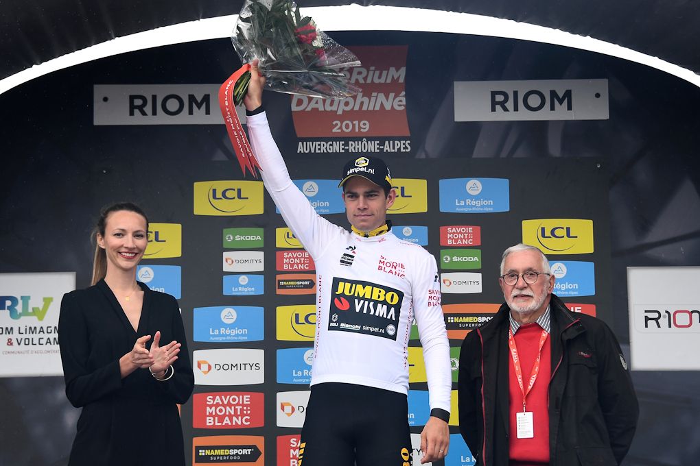 Wout Van Aert (Jumbo-Visma) in white after stage 3 at Dauphine