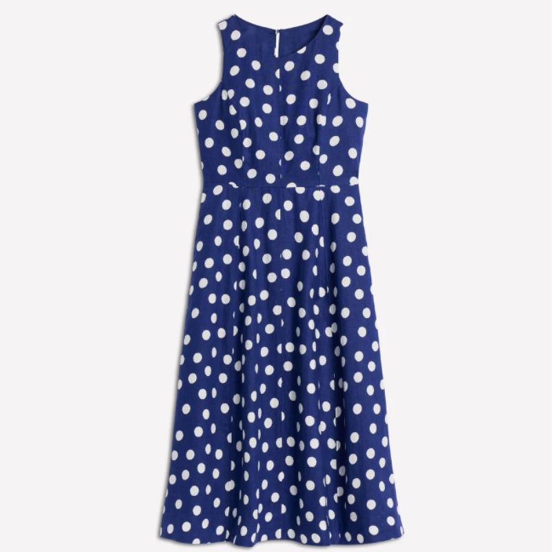 Polka dot linen dress