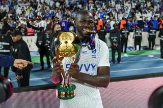 Kalidou Koulibaly with the Saudi Super Cup trophy after Al-Hilal's victory over Al-Nassr in August 2024.