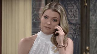Elizabeth Leiner as Tara Locke on the phone in The Young and the Restless