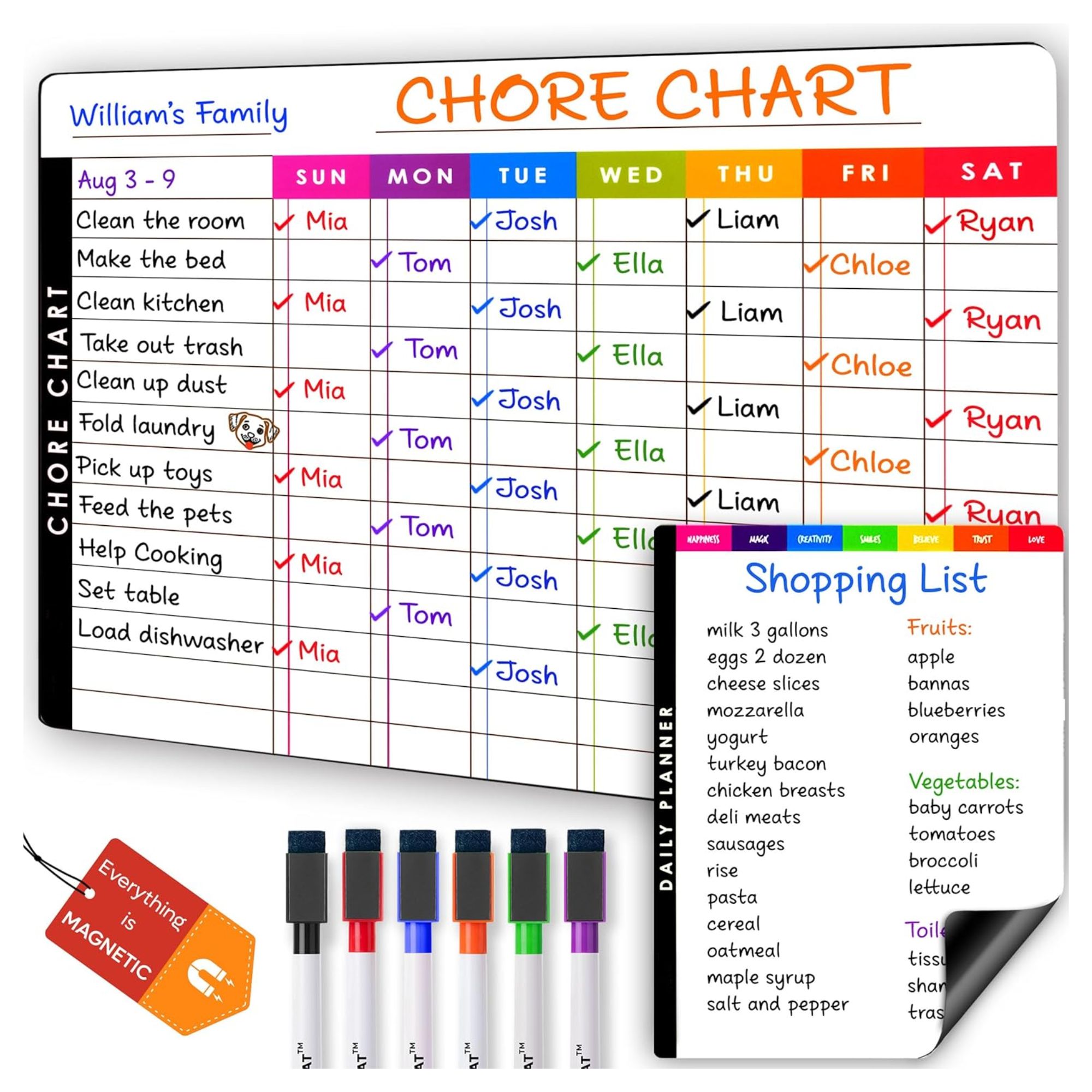 Magnetic chore chart