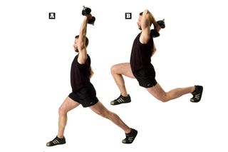 Split squat with overhead triceps extension