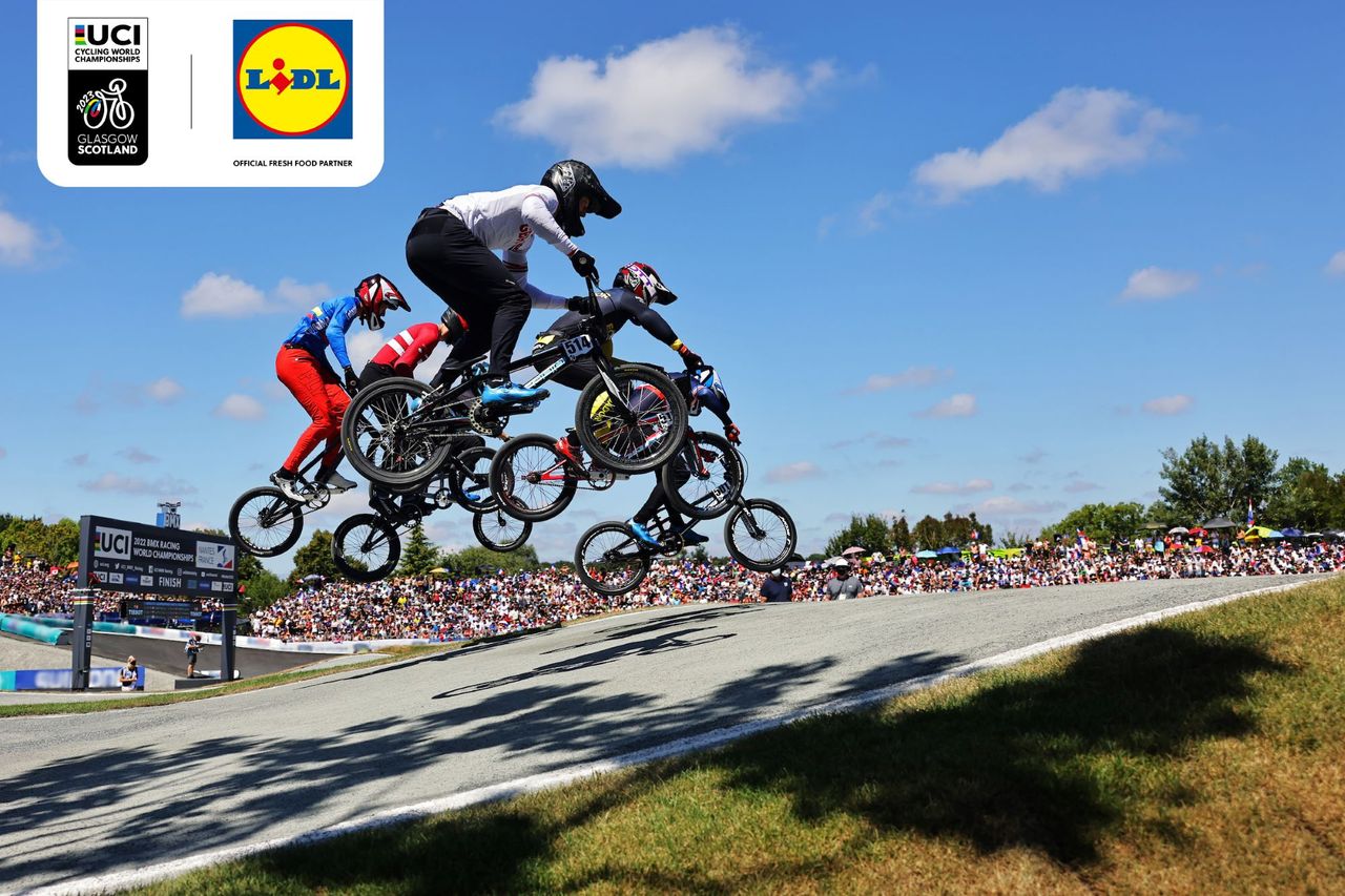 Riders on BMX bikes at 2022 World Championships