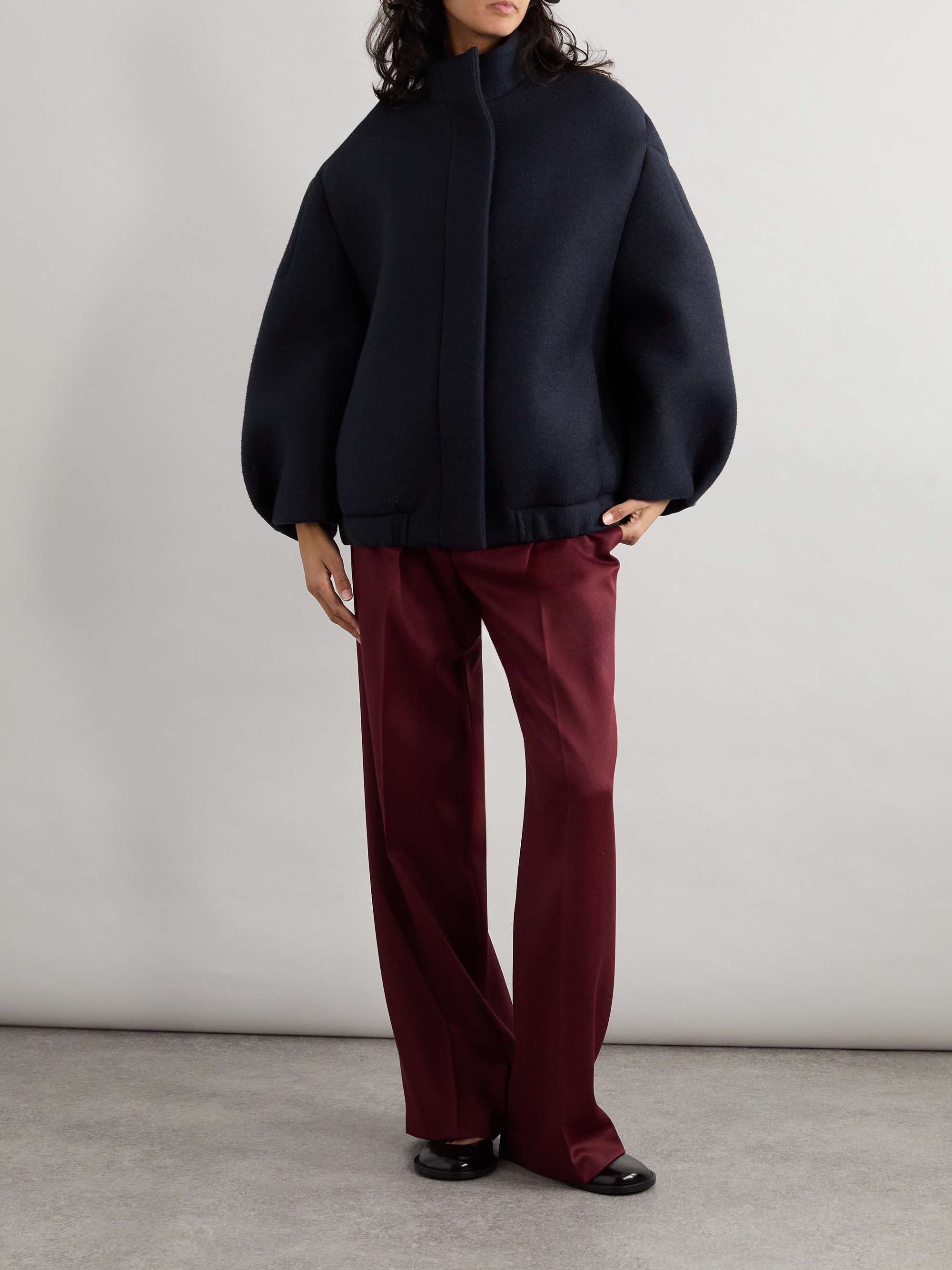 Oversized Felt Bomber Jacket