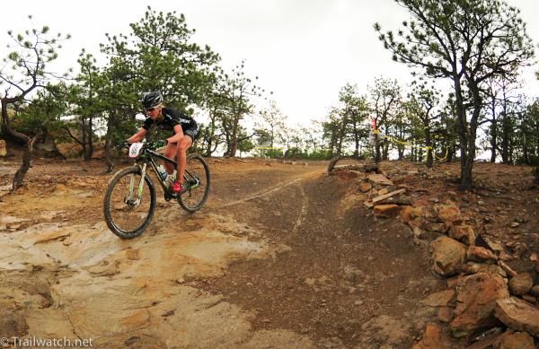 Heather Irmiger (Subaru Trek) riding alone in third position