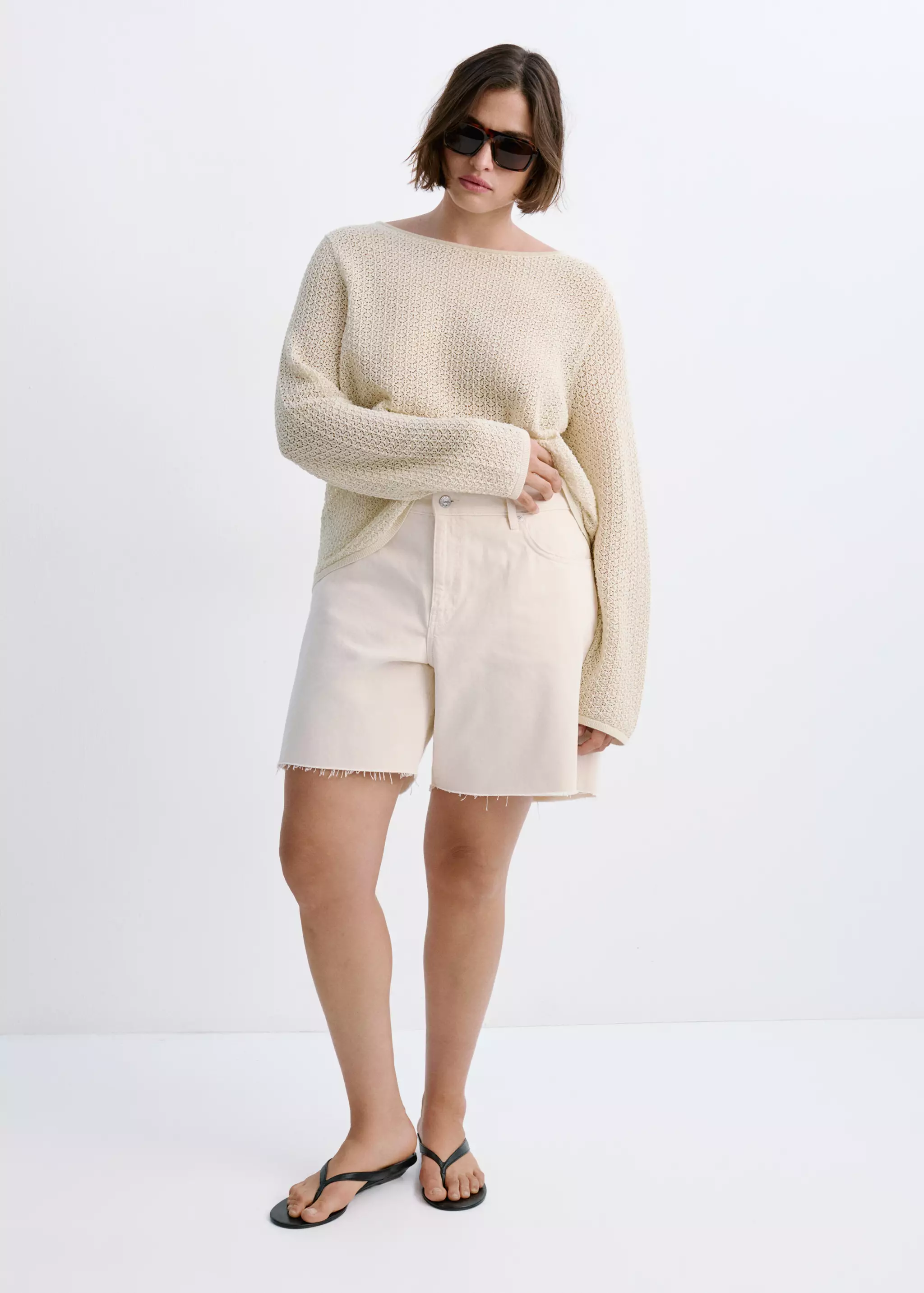 Openwork Lurex Knit Sweater - Women | Mango United Kingdom