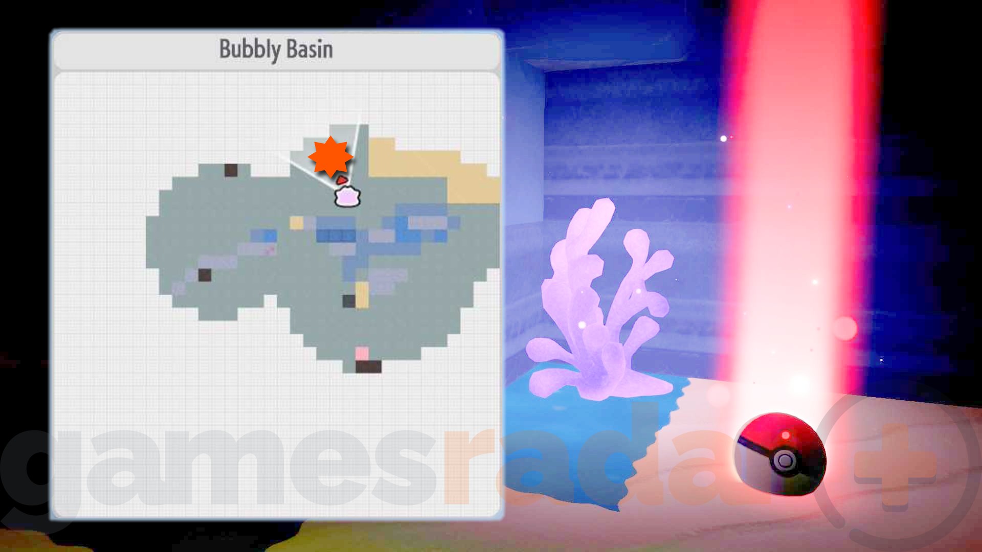 The location of the Pokopia Windup Inkay toy marked on the in-game map.