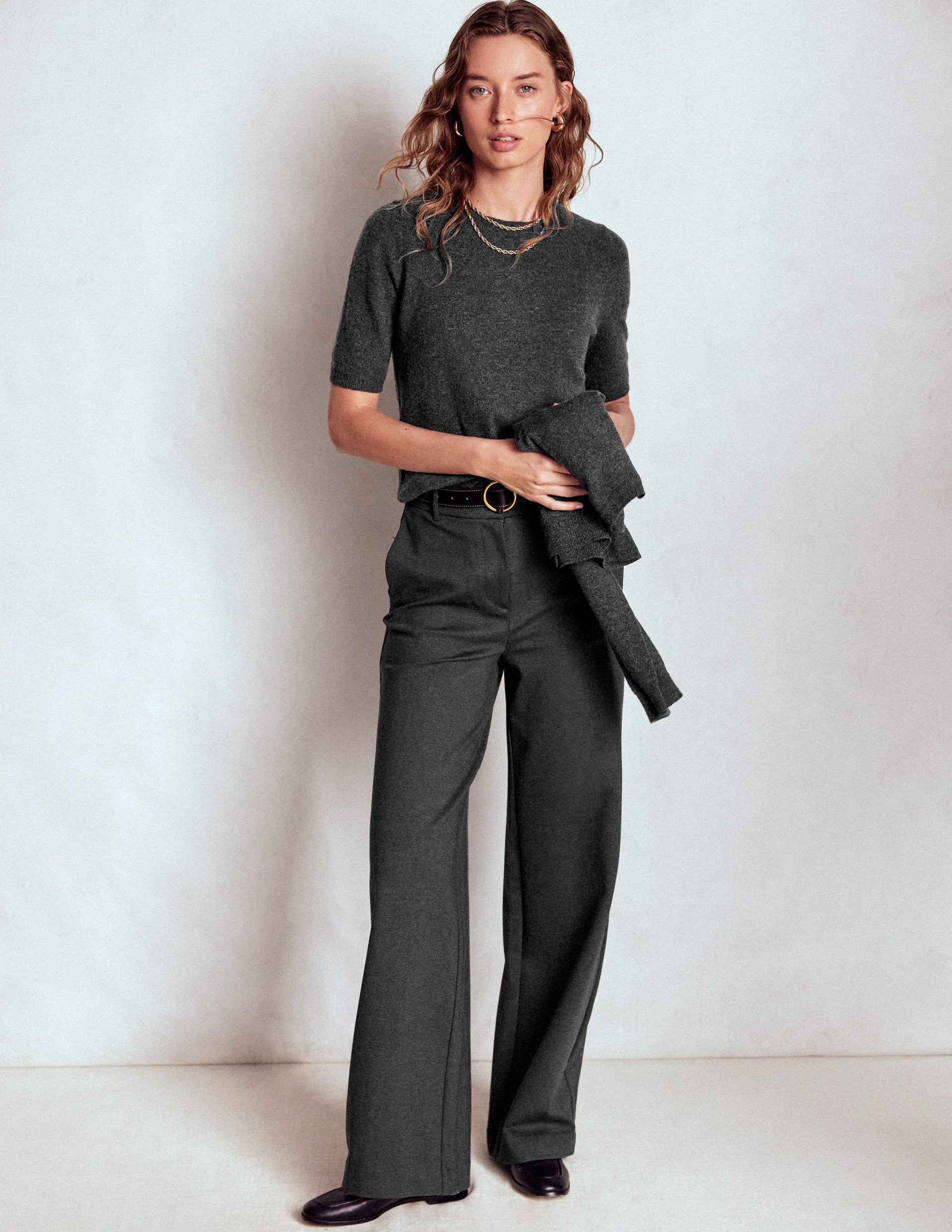 Eva Cashmere T-Shirt-Charcoal Melange
