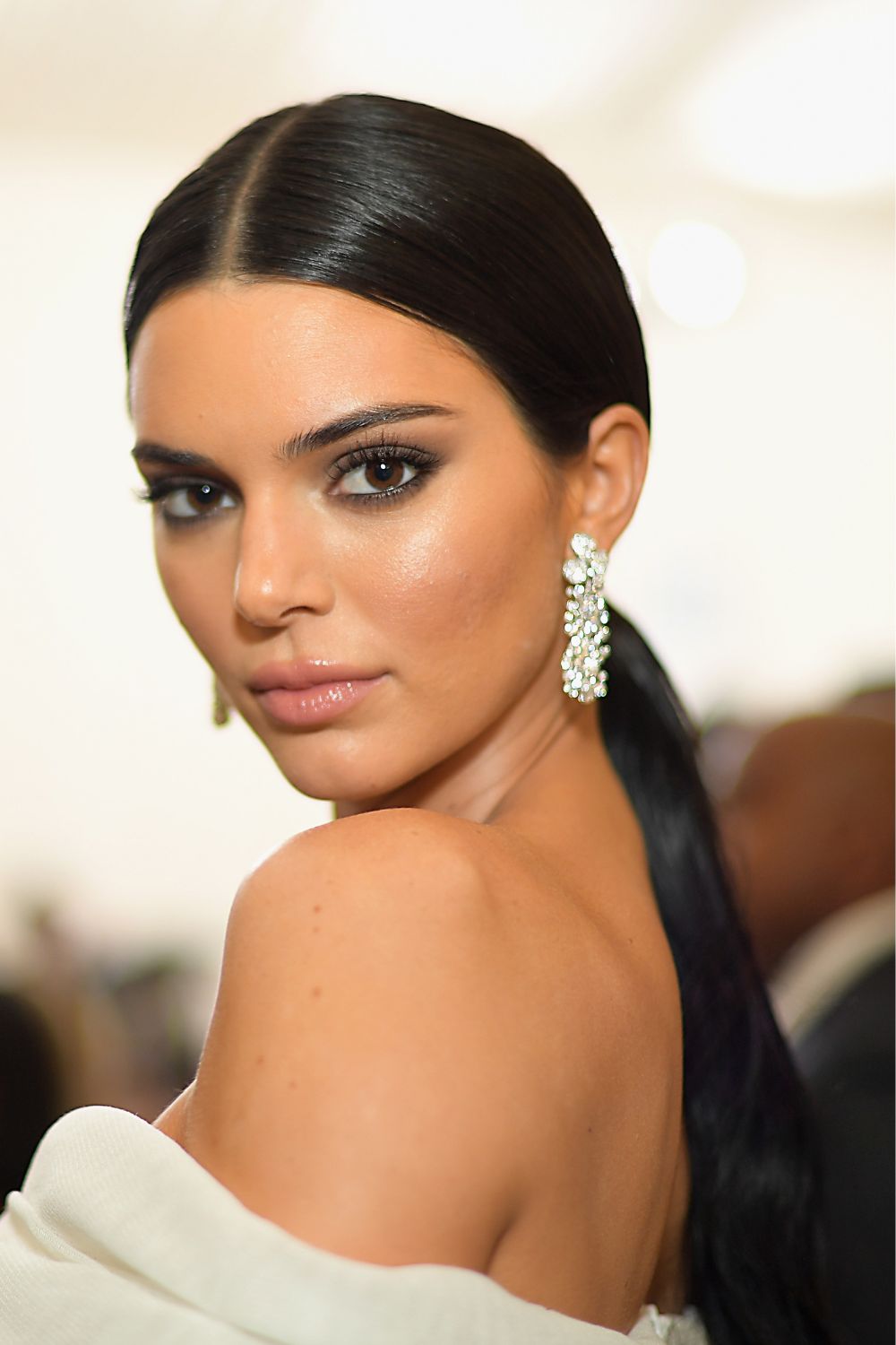 Kendall Jenner with slick parting pony