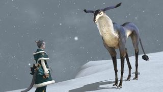 A screenshot of the glitched "nothing" antelope mob in FFXIV.