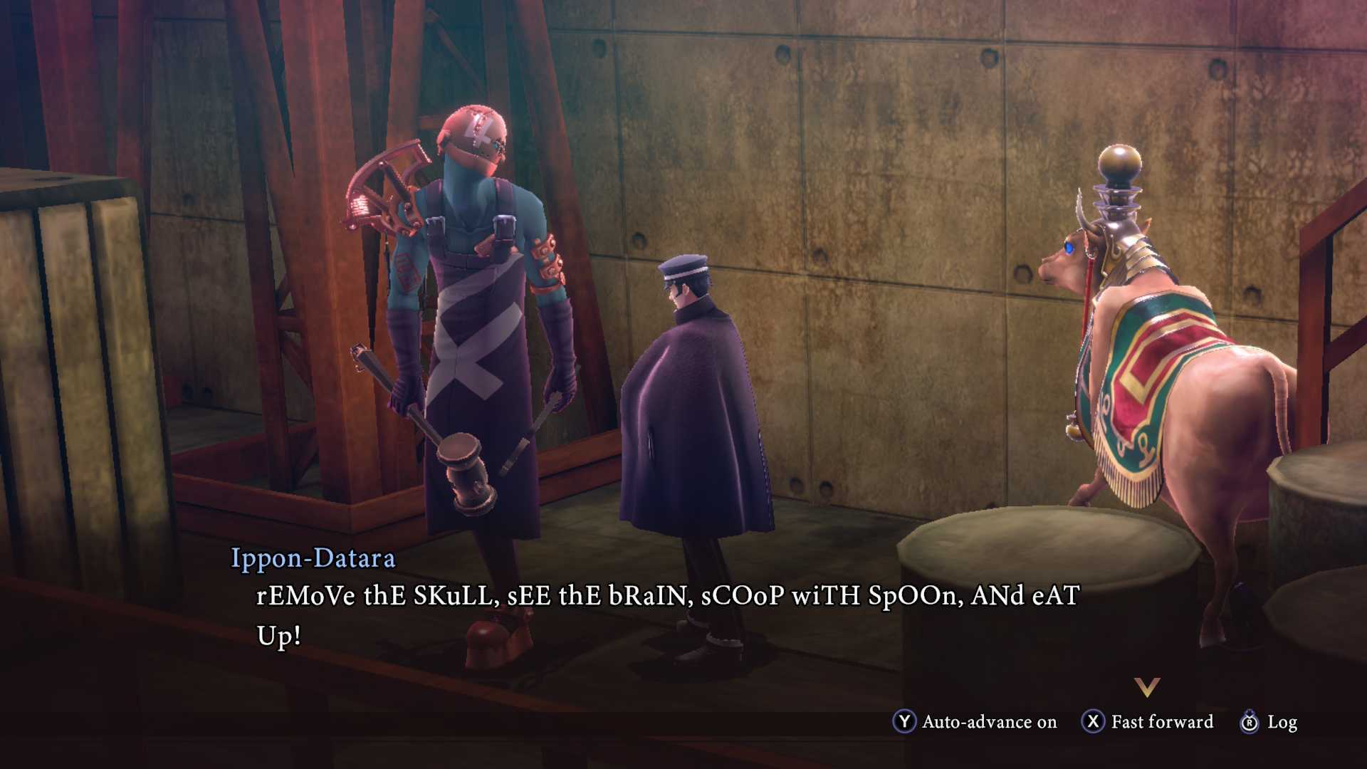 Ippon-Datara converses with Raidou in Raidou Remastered: The Mystery of the Soulless Army