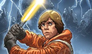 Luke Skywalker with yellow lightsaber