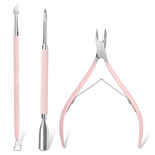 Makartt Cuticle Cutter With Pusher and Nipper - Cuticle Remover Tool Set, Professional Stainless Steel Trimmer Clipper for Fingernails and Toenails Manicure Pedicure Tool