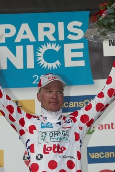 Finland's Jussi Veikkanen (Omega Pharma-Lotto) took the mountains jersey in Paris-Nice on stage 3