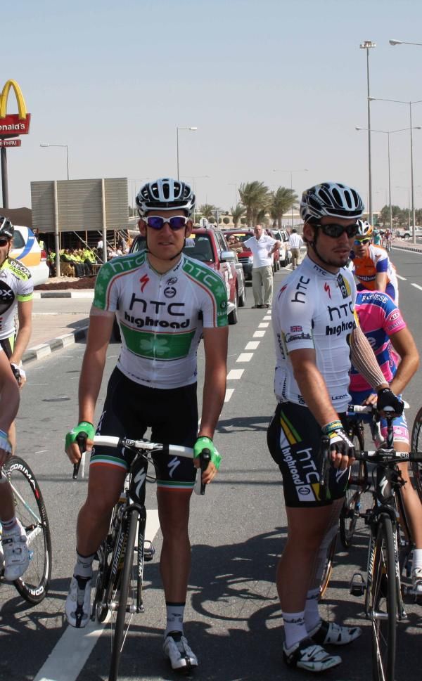 Matt Brammeier and Mark Cavendish (HTC-Highroad) in Dukhan.