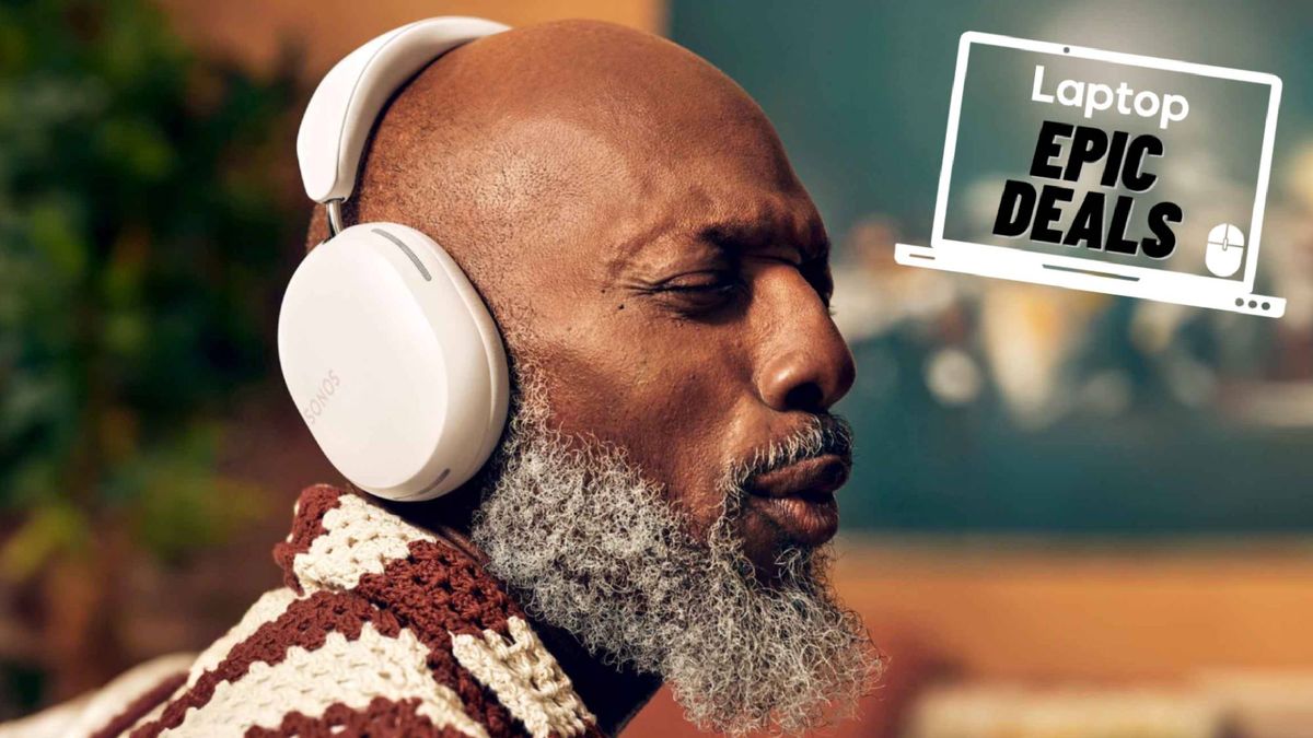 best headphone deals mature bearded black man wearing Sonos Ace white over-ear headphones 