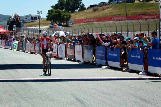 Annika Langvad (Davinci/Specialized) is thrilled to finish 2nd to a dominant Vos