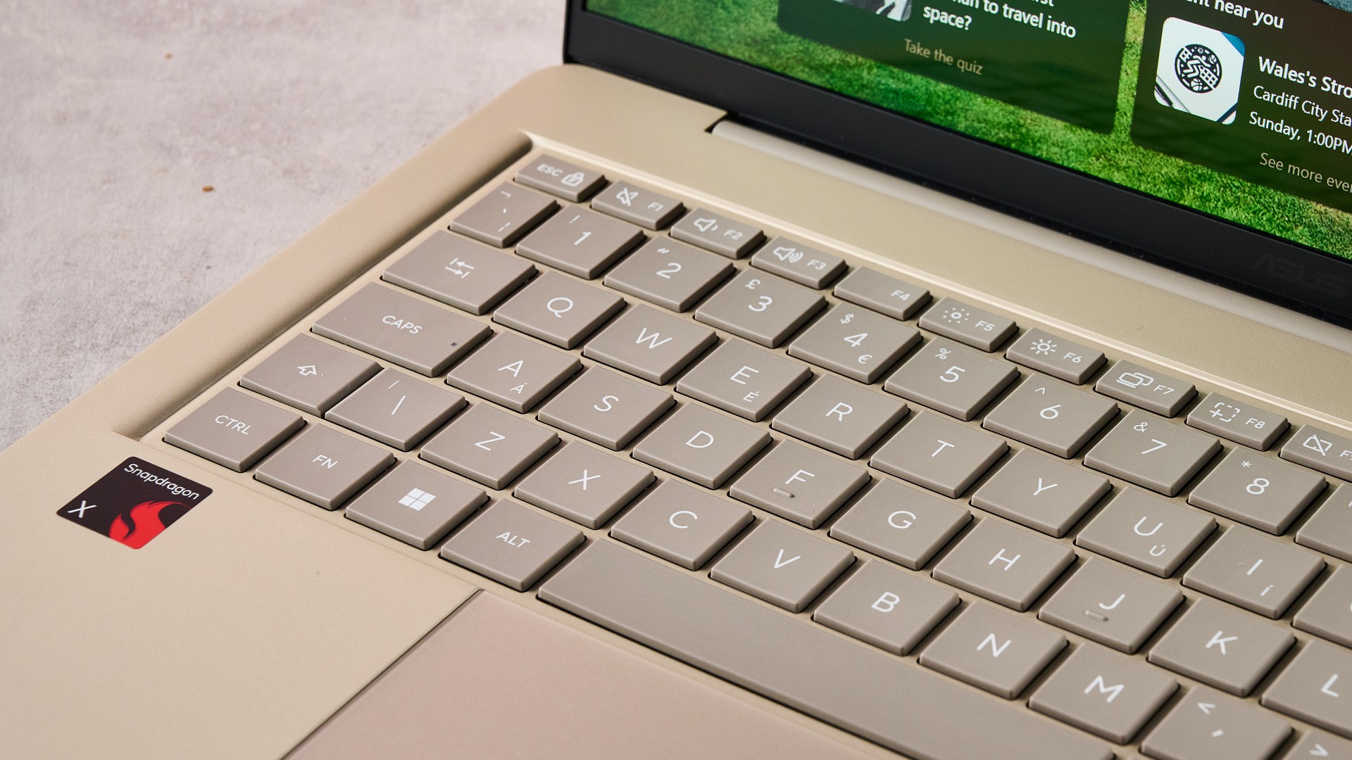 Close-up of keyboard on Asus Zenbook 14 2026
