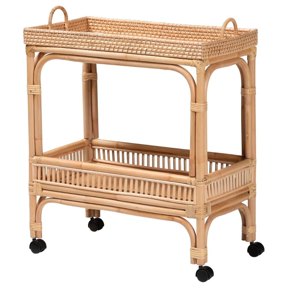 bali & pari Lombok Natural Rattan Wine Cart