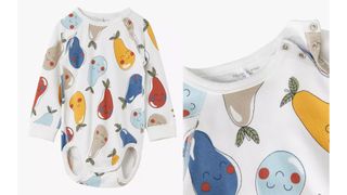 Polarn O. Pyret Baby GOTS Organic Cotton Pear Bodysuit, White/Multi