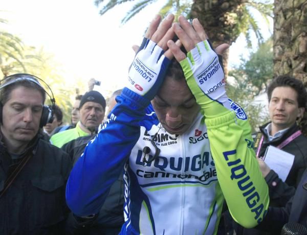 Vincenzo Nibali (Liquigas-Cannondale) waits to learn if he has won Tirreno-Adriatico.