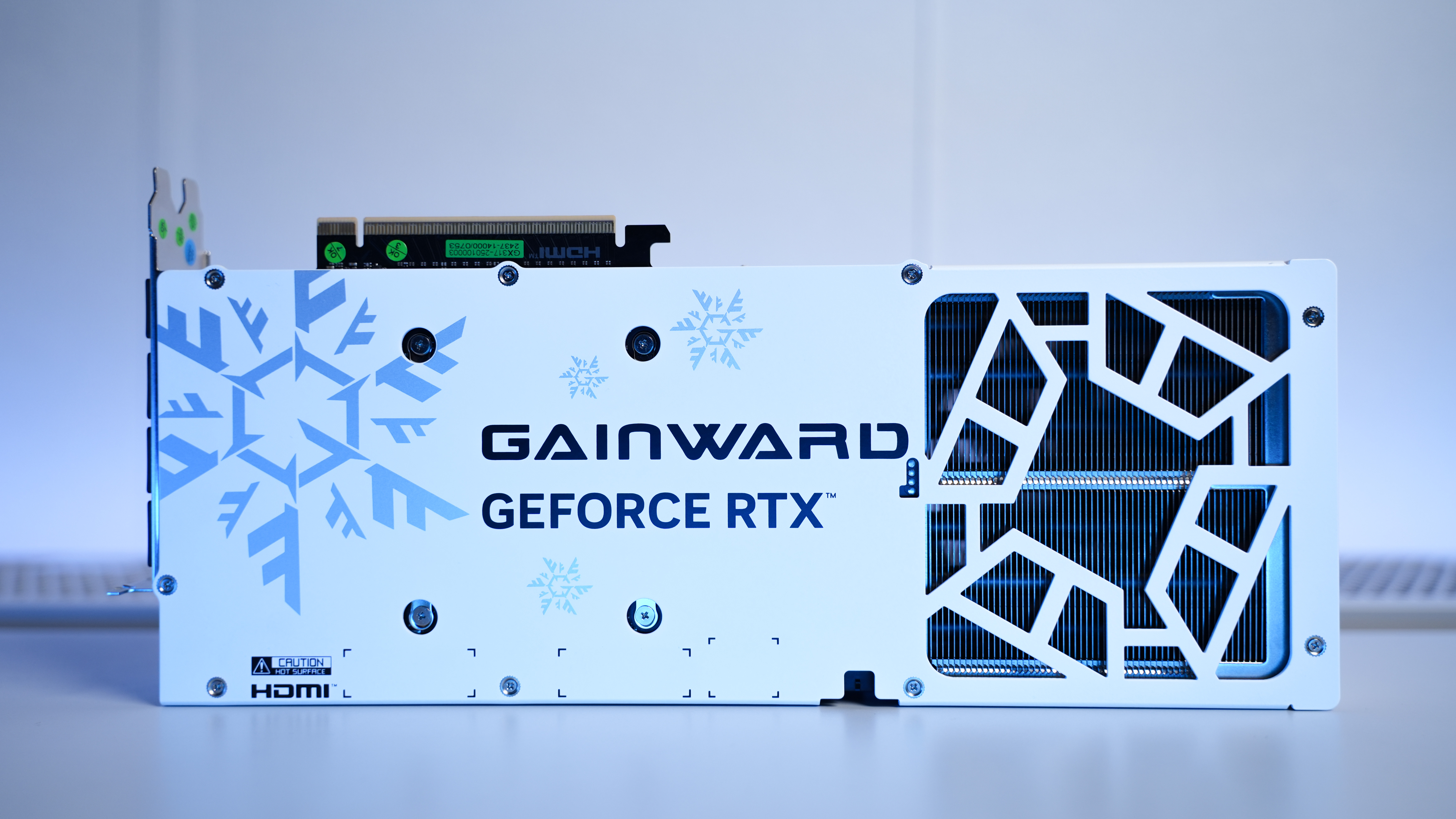 Gainward's China-exclusive 5090 D card, in white with snowflake accents