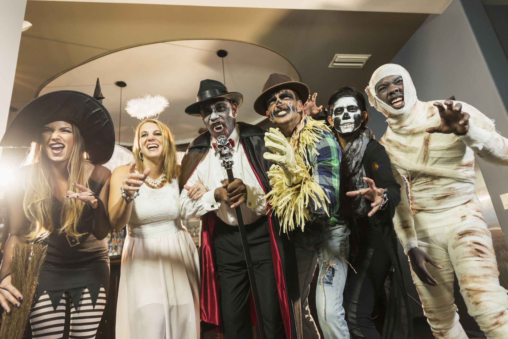 Group of older adults dressed up for Halloween