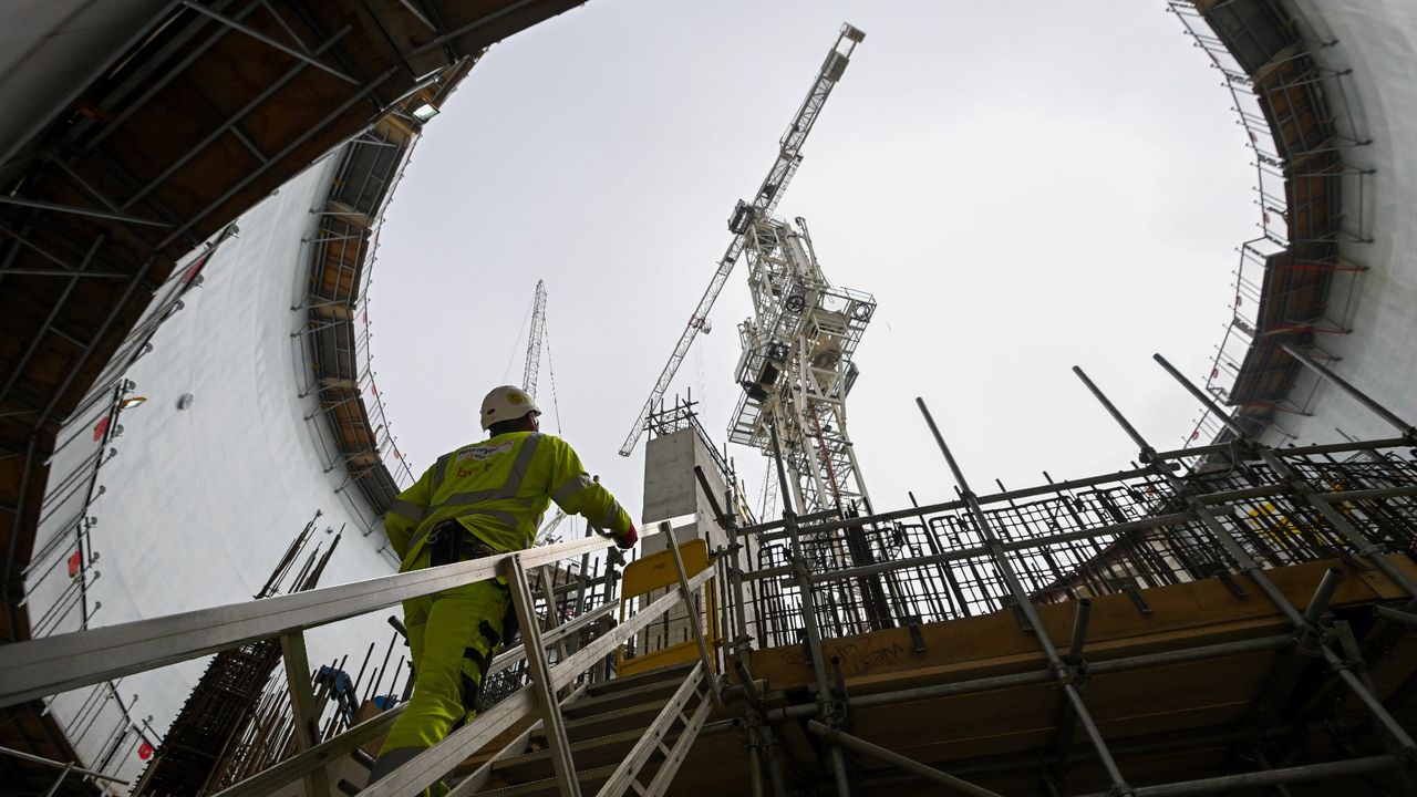 Construction work at a reactor at Hinkley Point C in Bridgwater, Somerset